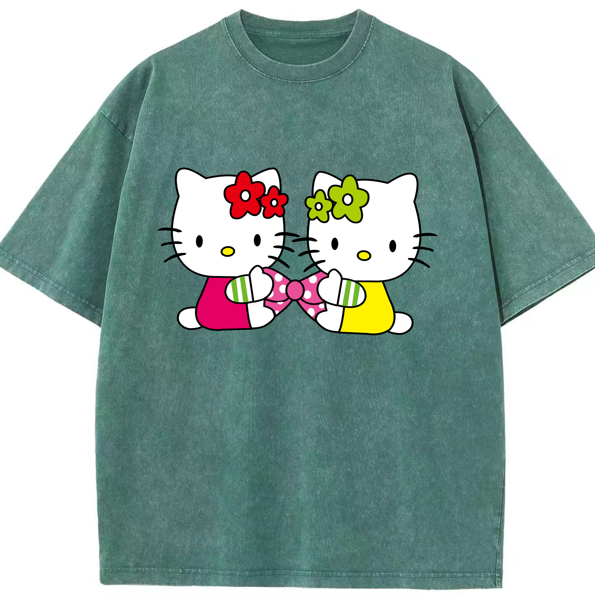 （画像用） Hello Kitty ハローキティ 綿100% ヴィンテージ風 半袖Tシャツ（フロントプリント）